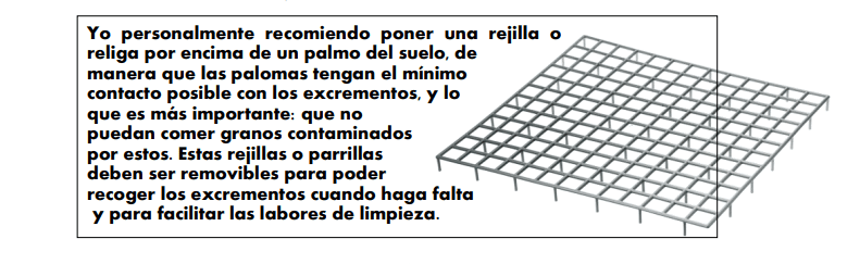 Rejilla para separar las heces de las palomas
